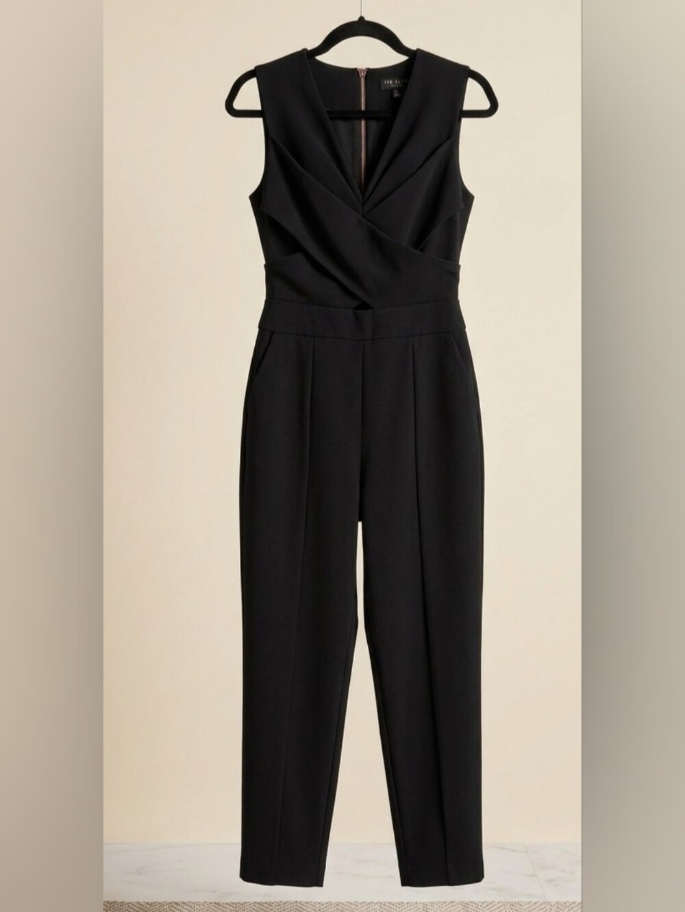 ​Ted Baker Black Wrap Front Tailored Jumpsuit | Rose Gold Hardware SZ 0